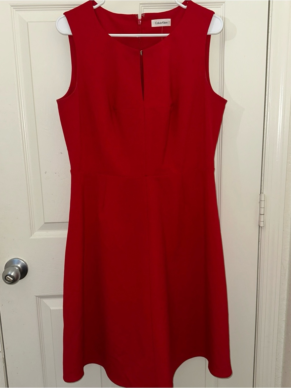 Calvin Klein Vibrant Red Sleeveless A-Line Dress